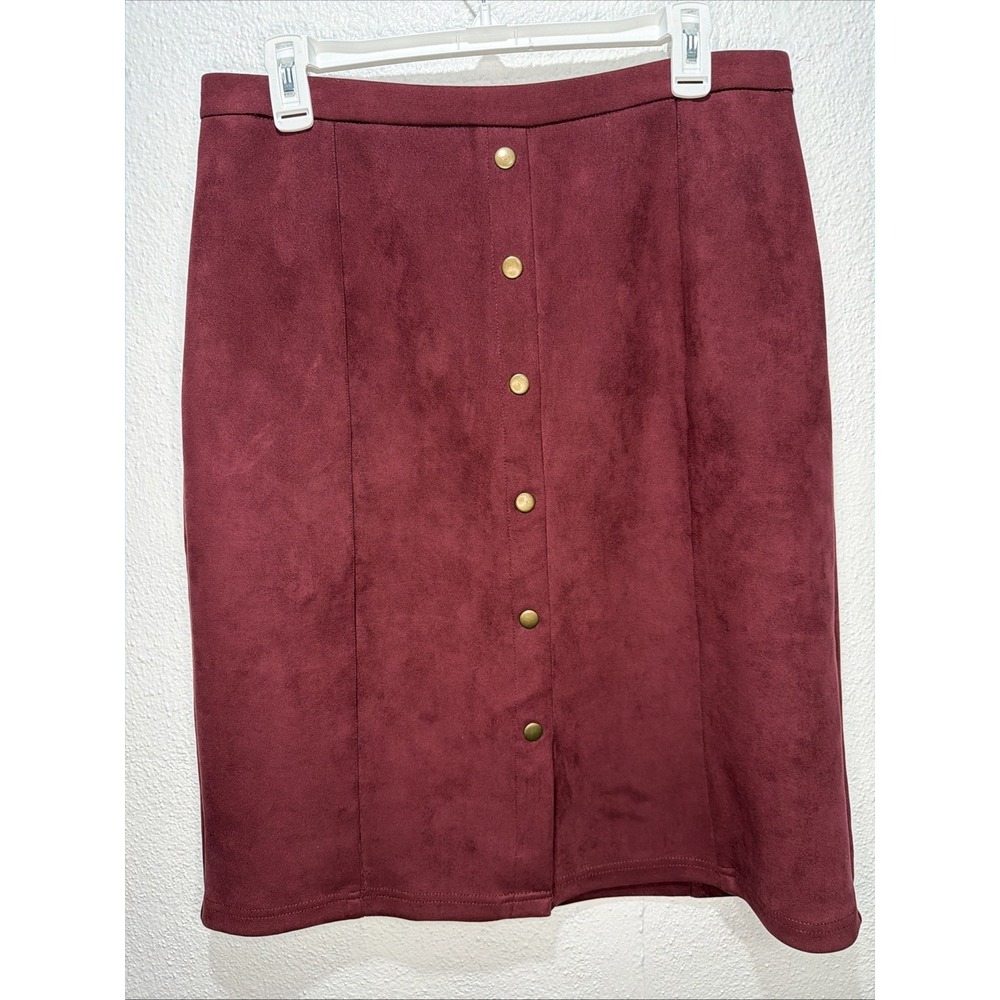Retrology Skirt Medium Knee Length Unlined Pull On Red Microfiber